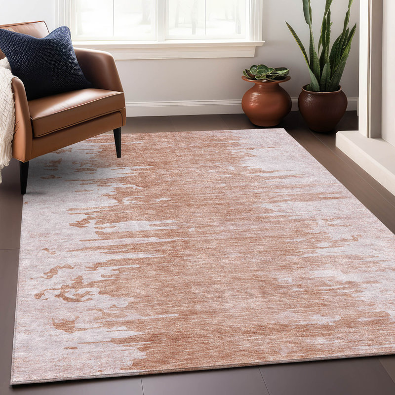 Premium Machine Washable Kolten Terracotta Rug, Rectangle 10' x 14'