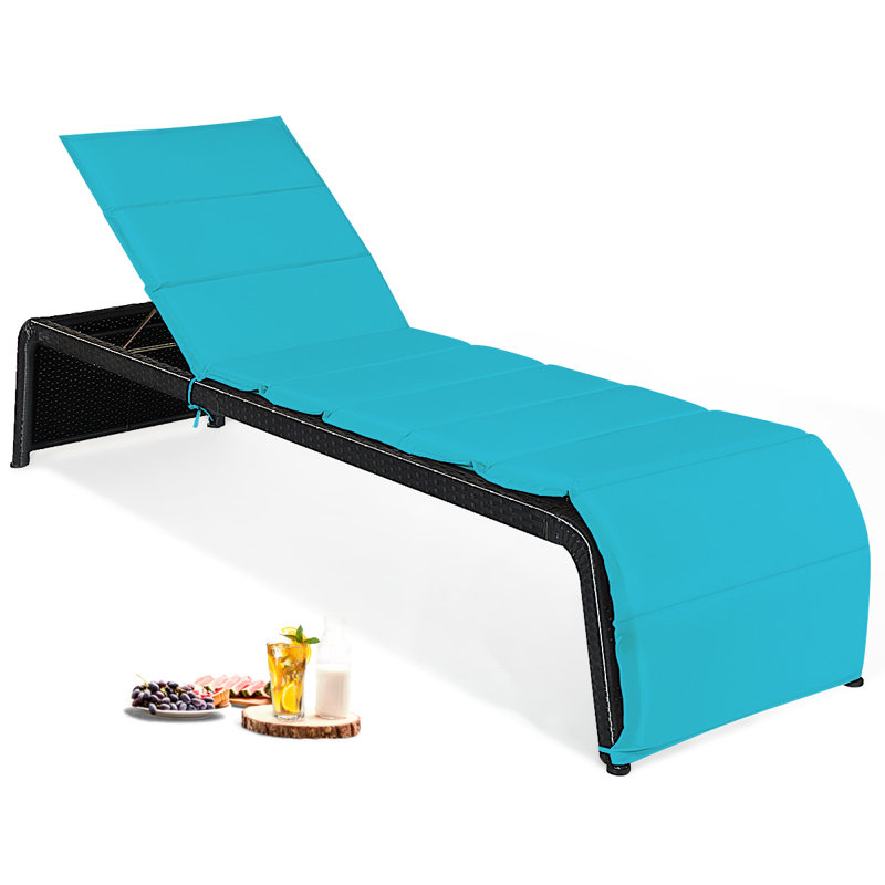 Chaise longue inclinable avec coussin Luciana, Bleu