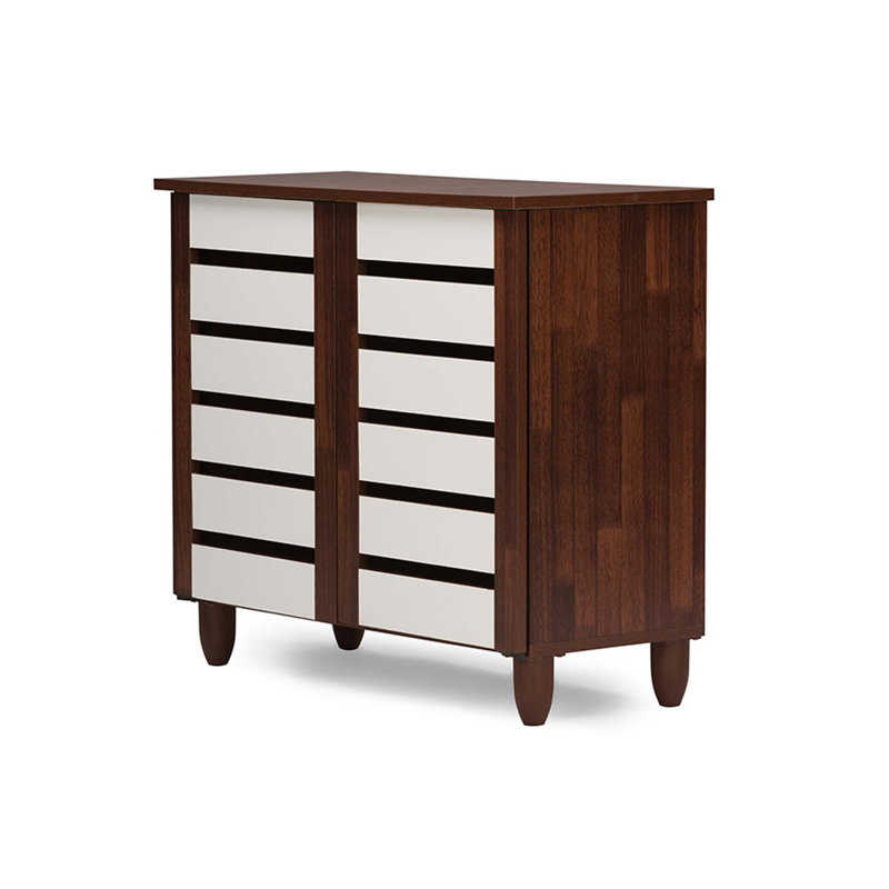 Adamstown 9 Pair Shoe Storage Cabinet, White/Brown