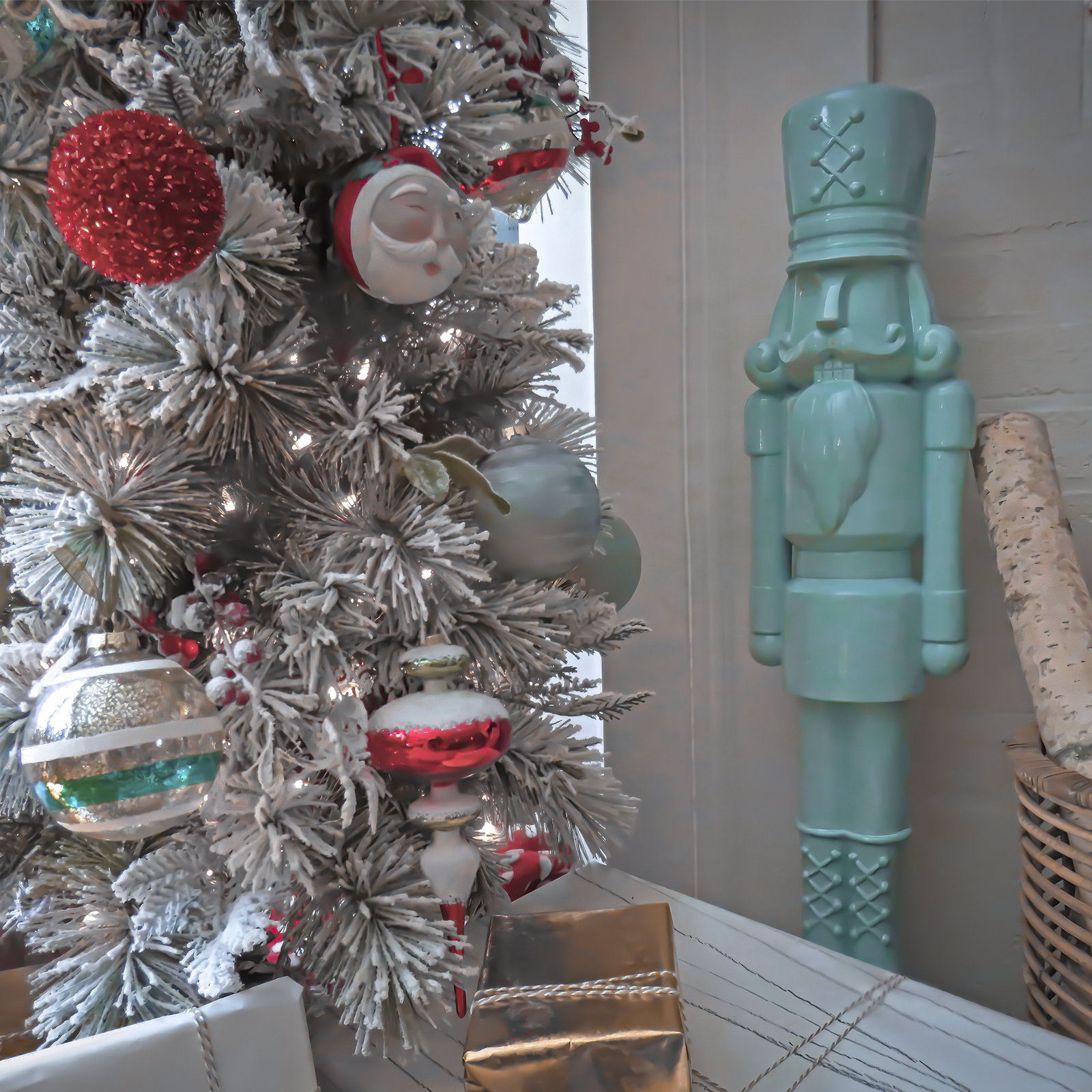 HGTV Cozy Winter Nutcracker Figurine, Light Blue, 24" H x 5.3" W x 6.3" D