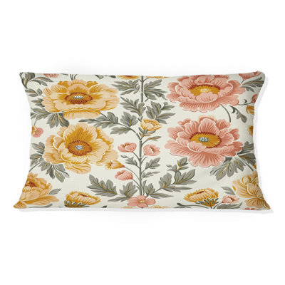 Motif de fleurs de campagne rose et or II - oreiller champêtre