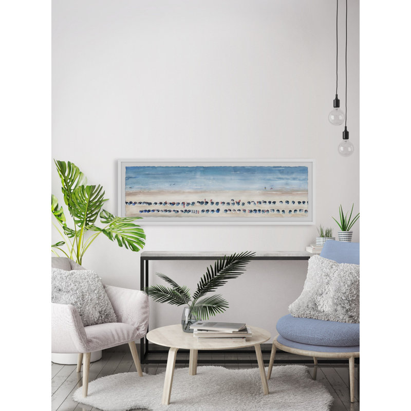Boundless Beach 1 Piece Single Picture Frame Panoramic Painting, 25cm H x 76cm W x 3.81cm D