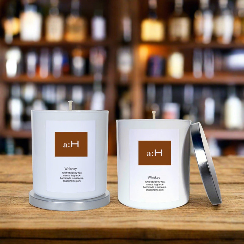 A:H Whiskey Scented Tumbler Candle with Glass Holder, 2