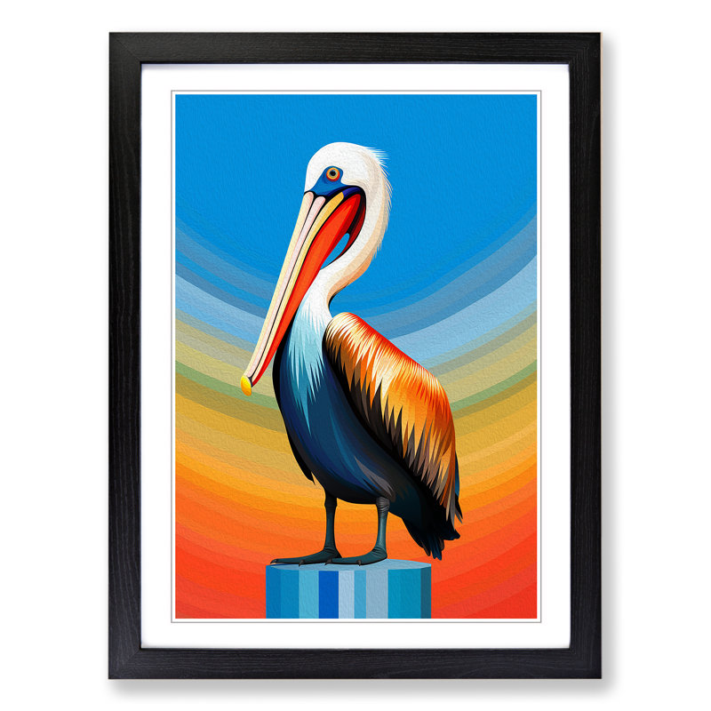 Pelican Op - Single Picture Frame Print on Wood, Black Framed, 64cm H x 46cm W x 2cm D