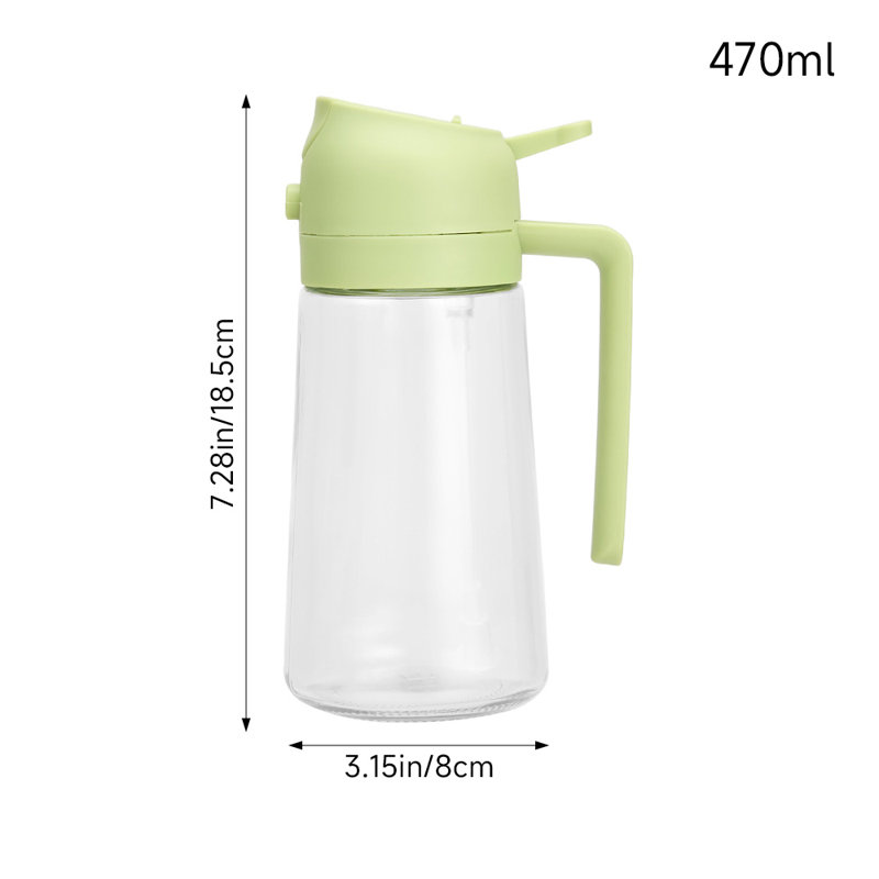 Single Oil / Vinegar Cruet, 18.5cm H x 8cm W x 8cm D, Green