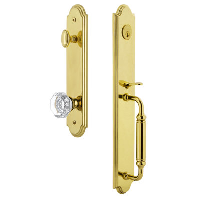 Arc One-Piece Handleset with Single Cylinder Deadbolt and C Grip with Chambord Crystal Knob