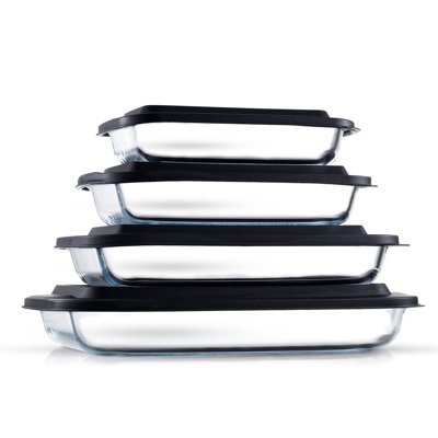 JoyJolt 8-Piece Glass Oven-to-Table Baking Dish with Lids