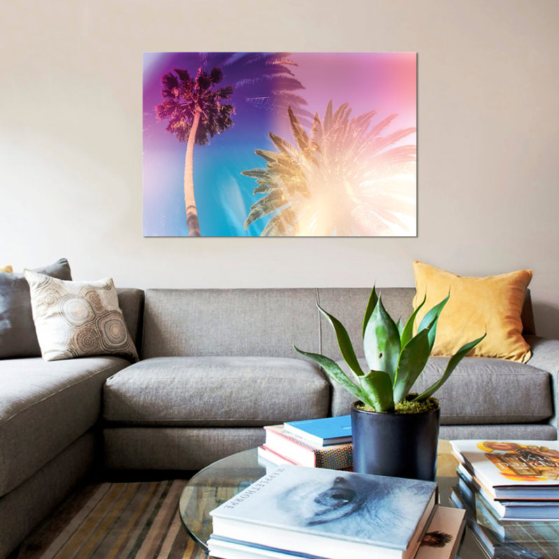 «Tropical Palms», impression sur toile tendue, H 18 po x l 26 po x P 1,5 po, Toile tendue, Pas de tapis