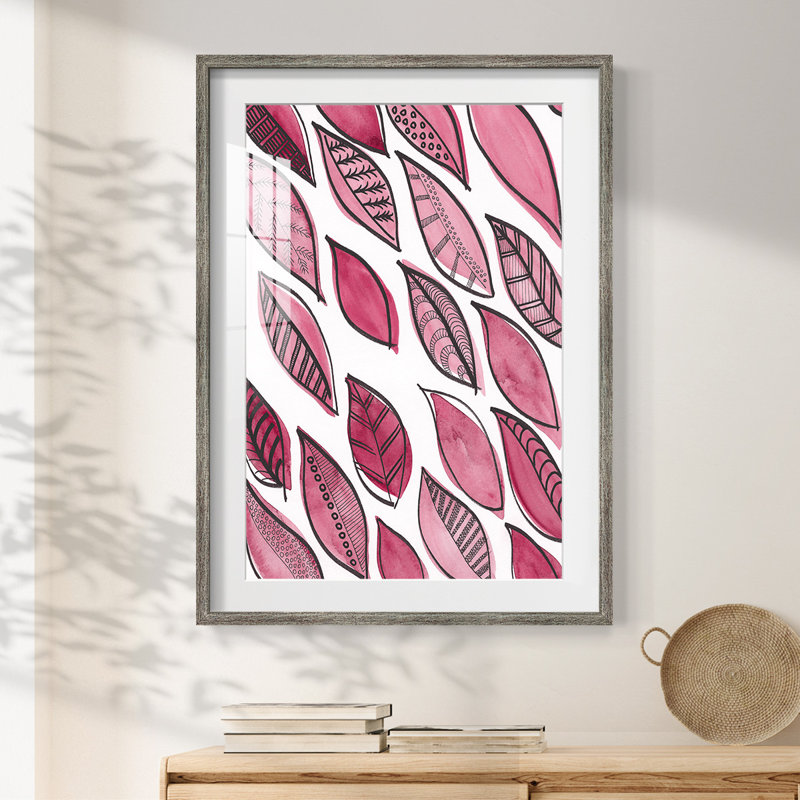 Motif de formes de feuilles III - Impression encadrée, H 28,5 po x l 20,5 po, Vieilli