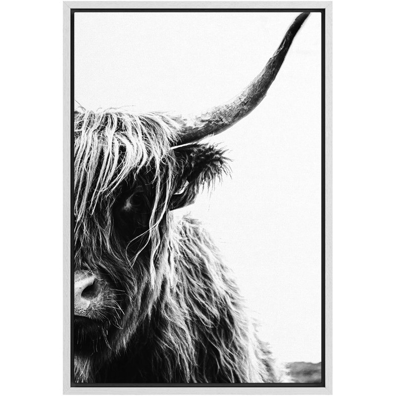 «Animals Black & White Shetland Cow», reproduction d'art sur toile, Blanc, H 24 po x l 16 po x P 1,5 po