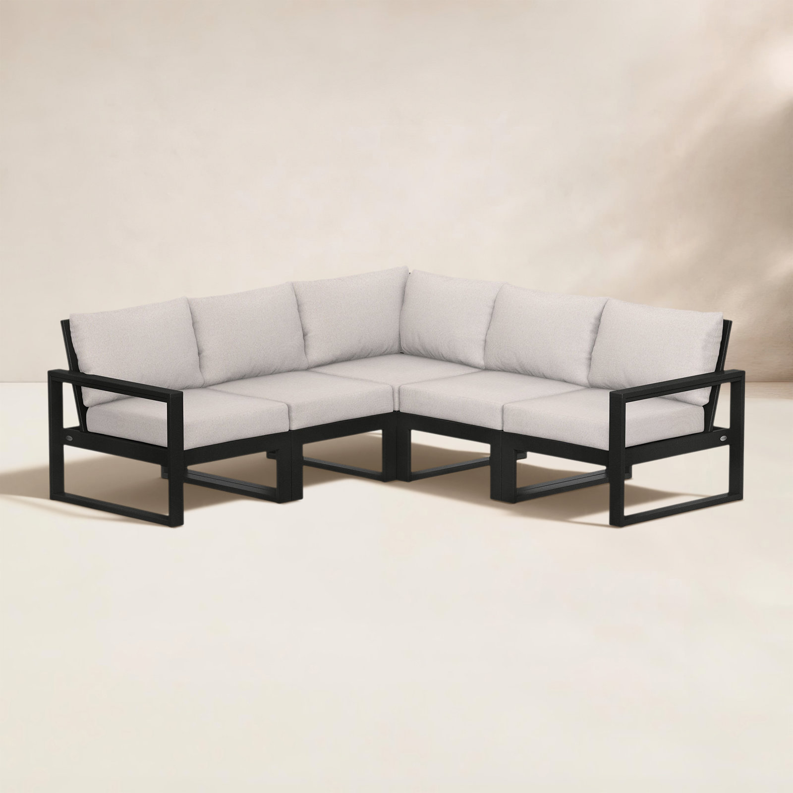 POLYWOOD® Edge 85" Patio Sectional, Dune Burlap, Black