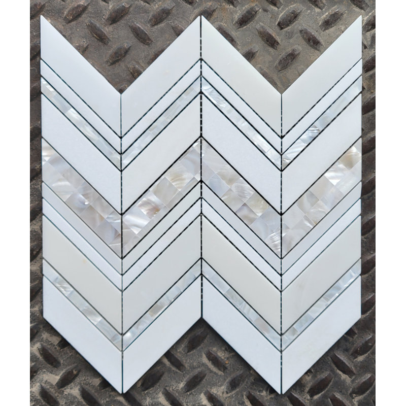 Seashell Herringbone Mosaic Wall Tile