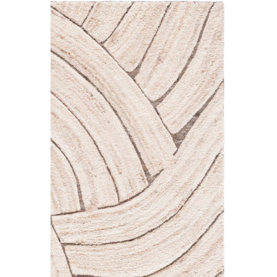 Maurine Hand Woven Wool/Cotton Abstract Rug in Natural/Beige