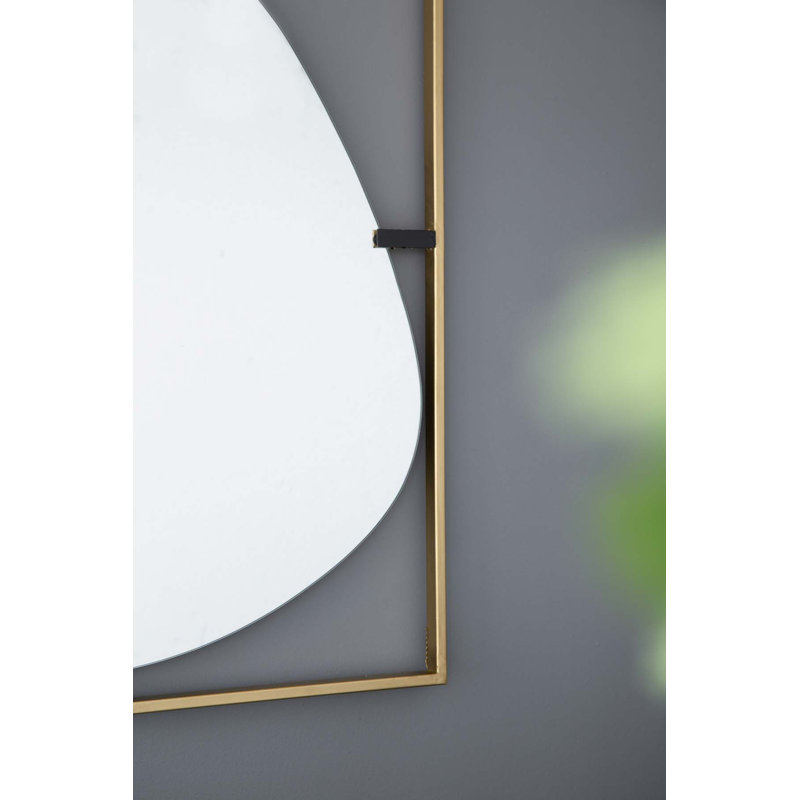 Miroir coquelicot avec cadre en métal doré de conception contemporaine, 40,2 po x 29,9 po