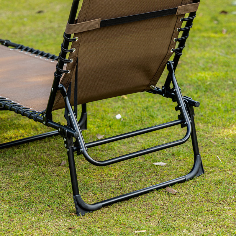 Folding Chaise Lounge with 5-level Reclining Back, Brown