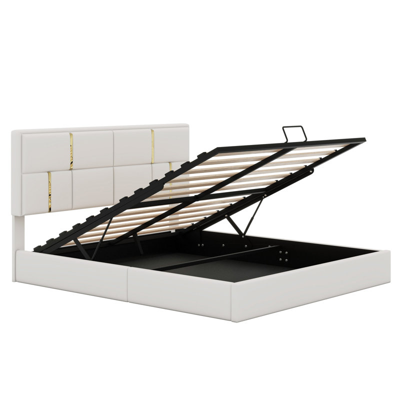 Upholstered Platform Bed With Hydraulic Storage System