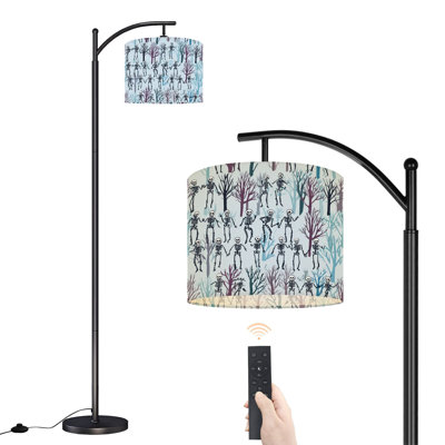 Lampe sur pied à arc avec abat-jour réglable Lampe sur pied à squelettes ludiques avec 3 températures de couleur et intensité variable avec interrupteur au pied pour la chambre à coucher