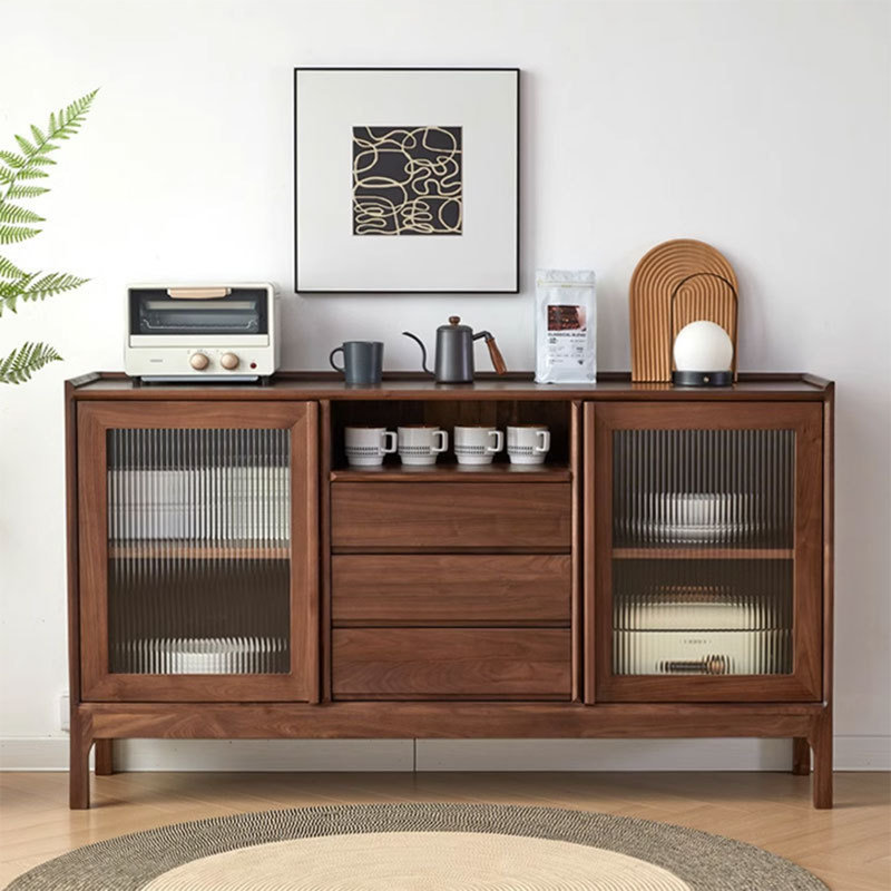 Modern Minimalist Walnut Display Case, 35.43" H x 62.99" W x 15.75" D