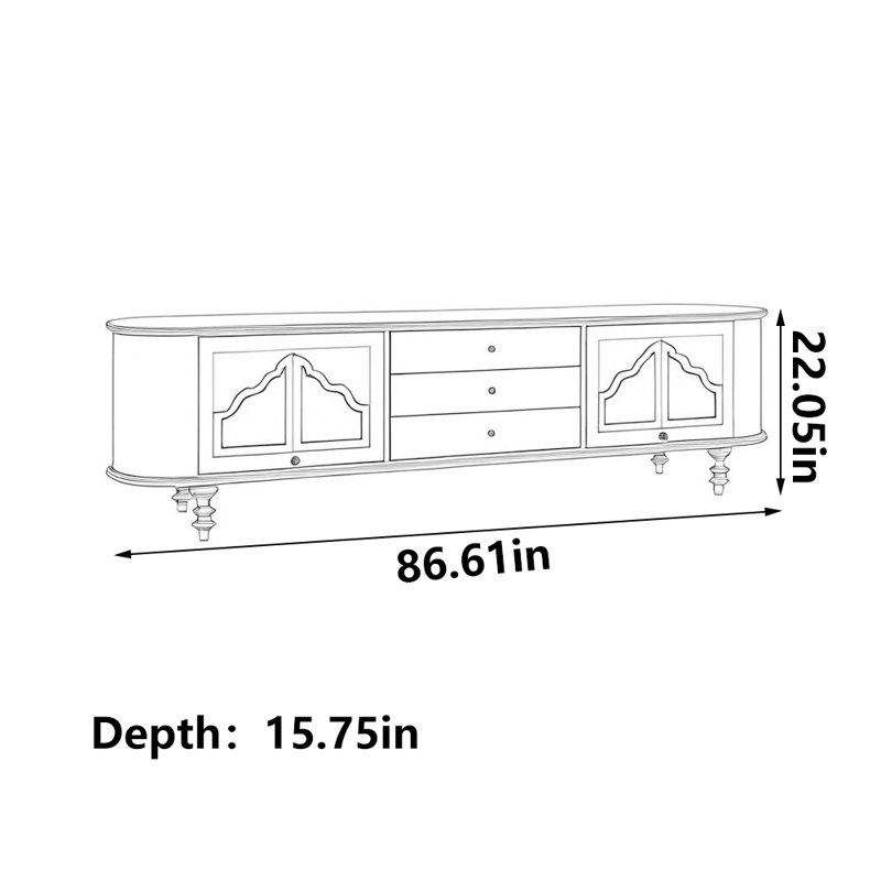 Meuble télé simple blanc, 86.61"