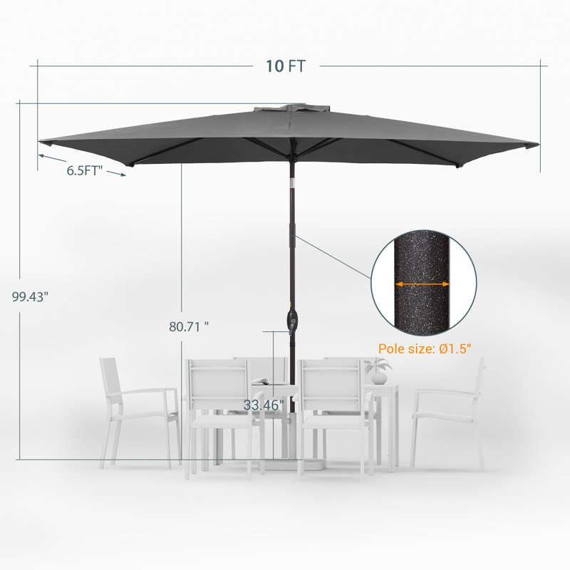 Parasol de marché rectangulaire 120 po x 78 po Donyea, Gris anthracite
