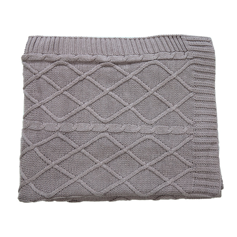 Knitted Throw Blanket, Stone