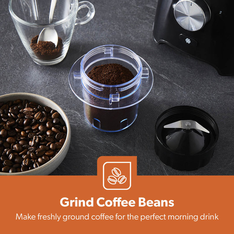 GEEPAS 2-in-1 Food Jug Blender | 1.8L Juice Jar & 60G Mini Coffee Spice Mill | 6-Leaf Stainless-Steel Blades 2 Speed & Pulse Lockable Lid Smoothie Maker Turbo Button for Ice Crushing | 600W