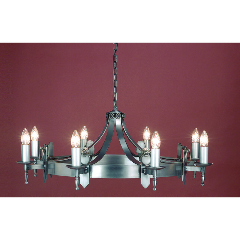 Grandfield 8 - Light Waggon Wheel Chandelier