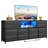 63" W 12 Drawer Dresser For Bedroom, Long Dressers Tv Stand Media Console With Led Lights & Power Outlets-890990549