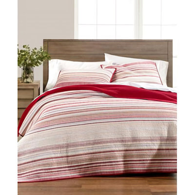 Red/White 100% Cotton Reversible Quilt