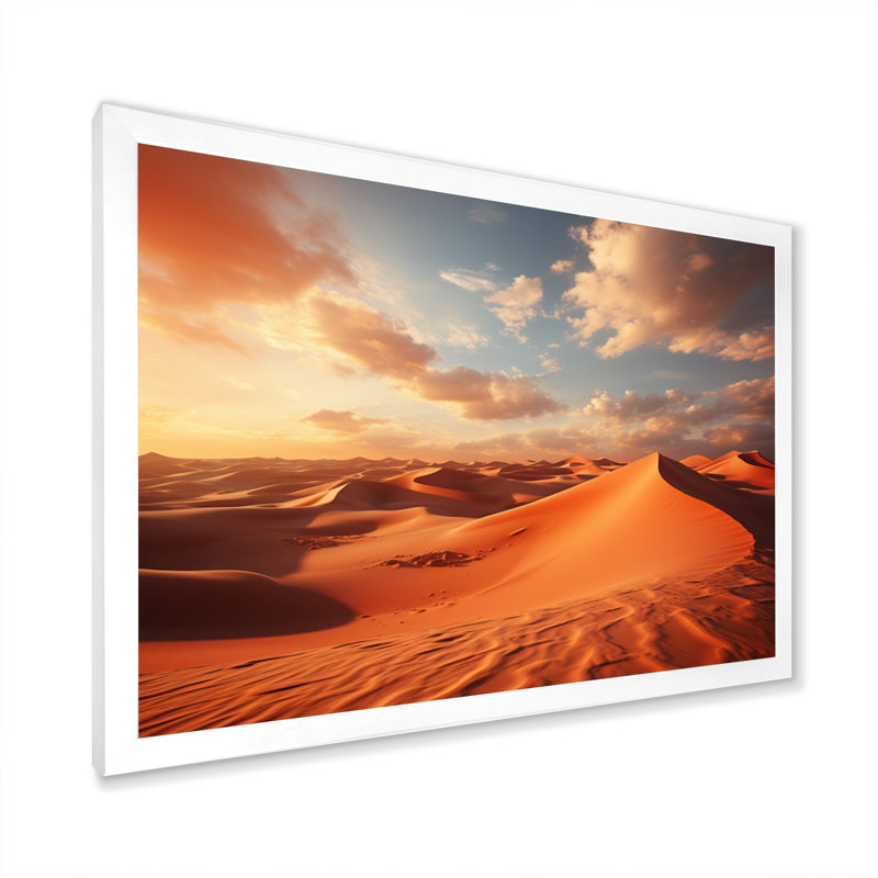 «African Sahara Dreams I» sur toile, H 24 po x l 32 po x P 1 po, Cadre simple blanc