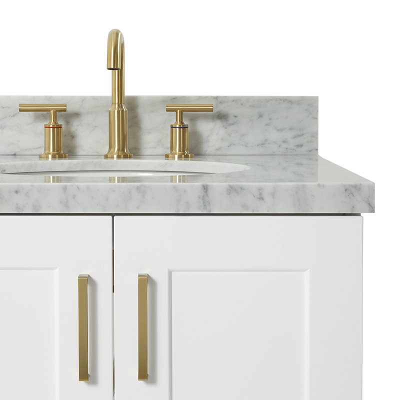 ARIEL TAYLOR 37 IN LEFT OFFSET RECTANGLE SINK VANITY, White, Right , Oval