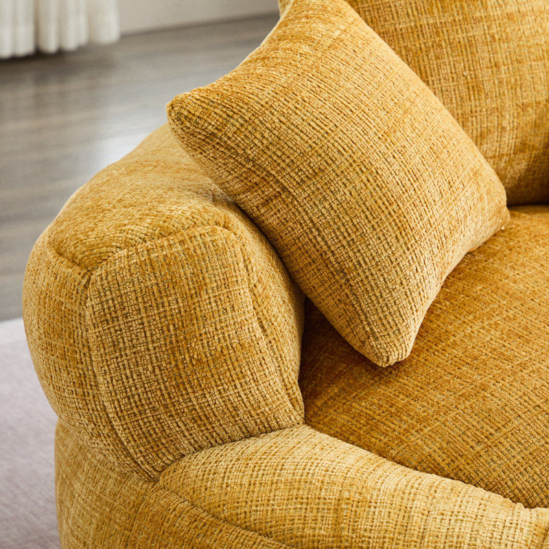 Canapé à billes avec housse en chenille ultra doux, Chenille jaune