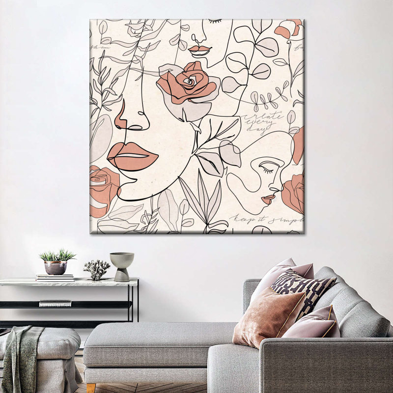 «Beauty Continous Woman Face», reproduction sur toile, H 10 po x l 10 po x P 1,25 po