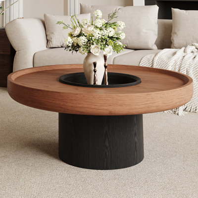 Table basse 35 po avec rangement, table d'appoint simple noyer