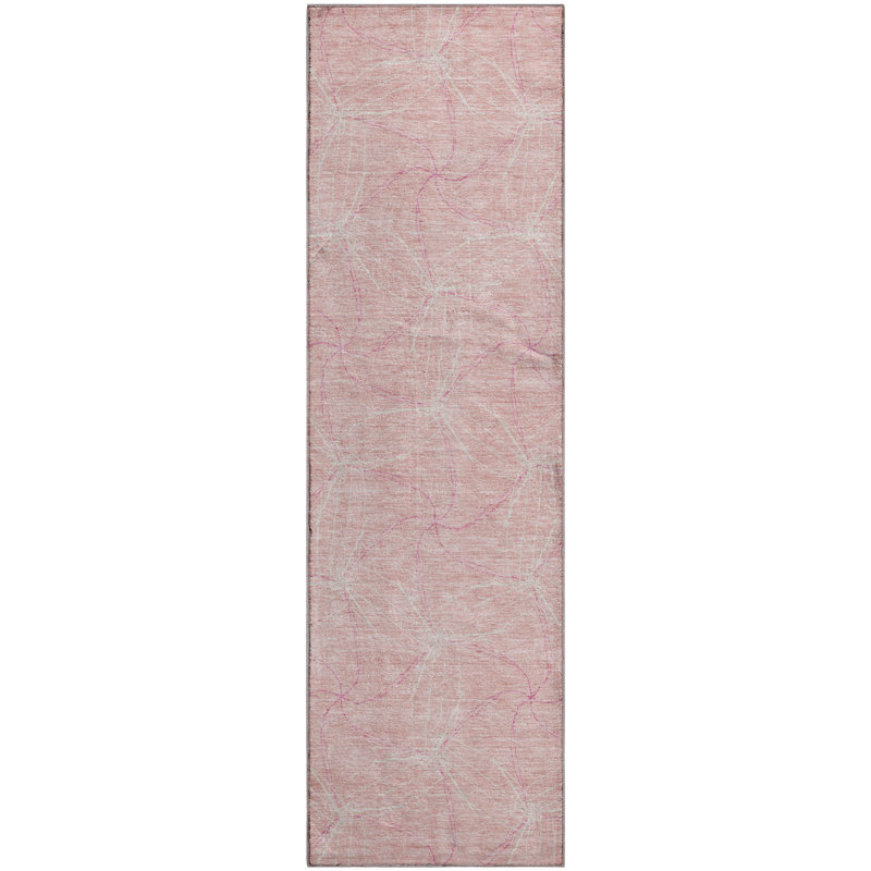 Premium Machine Washable Prisco Pink Rug, Runner 2'3" x 7'6"