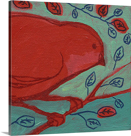 «Noleen Red Bird», reproduction d'art sur toile, H 30 po x l 30 po x P 1,25 po