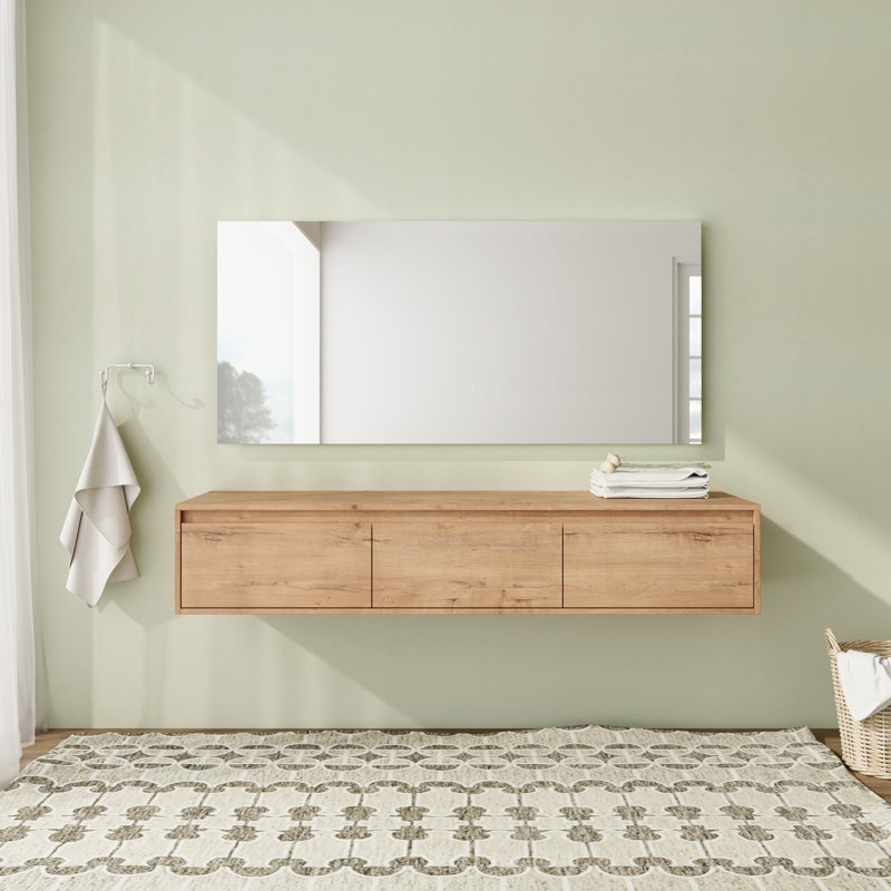 60'' Wall-Mounted Floating Bathroom Storage with Soft-Close Drawer