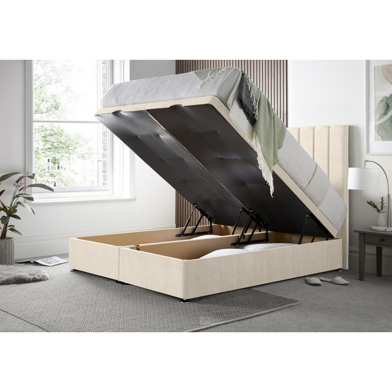 Sara Naple Divan Ottoman with Floor Standing Headboard, Cream, Single (3')