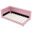 Lit plateforme tapissier simple très grand avec ports USB et ceinture à DEL, rose-431384113-431384142