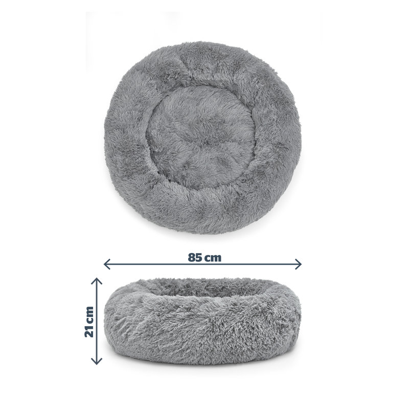 Silentnight Calming Plush Donut Pet Bed, Grey, 21cm H x 85cm W x 85cm D