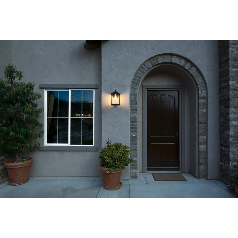 Roy Outdoor Wall Sconce in Black, 12" H x 7" W x 8" D