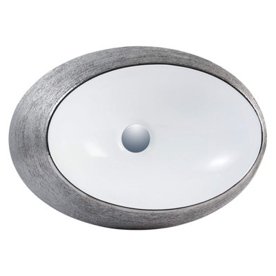 Vitreous China Oval Vessel Bathroom Sink with Overflow
