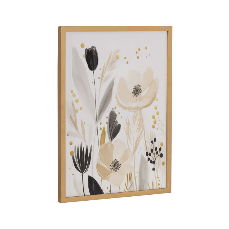 Adorable fleur murale, Cadre doré, H 12,65 po x l 16,65 po