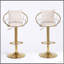 Chaise de bar en velours blanc cassé, plaquée or pur, conception unique, rotation à 360 degrés, hauteur réglable, convient aux salles à manger et aux bars, ensemble de 2