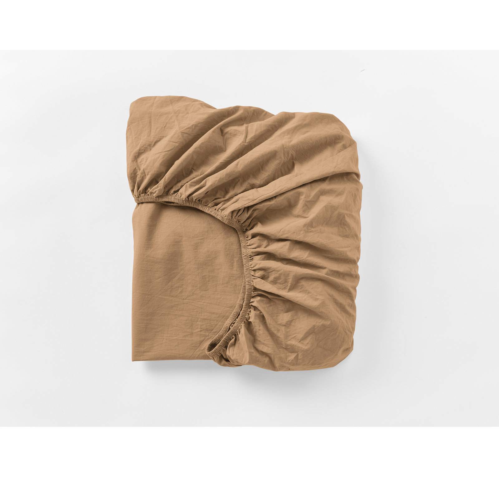 Crinkled 100% Cotton Percale Fitted Sheet, Queen Fitted Sheet, Ginger