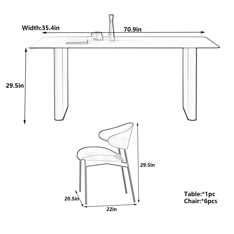 Table Modern Rock Slab, texture naturelle unique, H 29,5 po x L 70,9 po x l 35,4 po