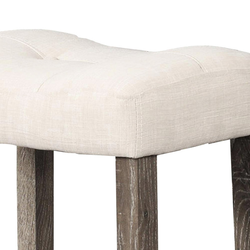 Tabouret de salle à manger à hauteur de comptoir de 2, bar de style transitionnel avec repose-pieds et siège, chêne, bois d'ingénierie, revêtement en mélange de lin pour un confort durable, idéal pour les petites pièces en bois de couleur chêne