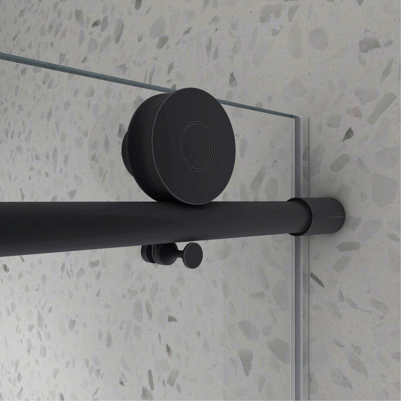 une porte de douche fixe et une porte décalée sans cadre, de grandes poulies de 70 mm 304 SUS avec fonction de fermeture en douceur réglable, avec nettoyage facile et protection anti-déflagrante