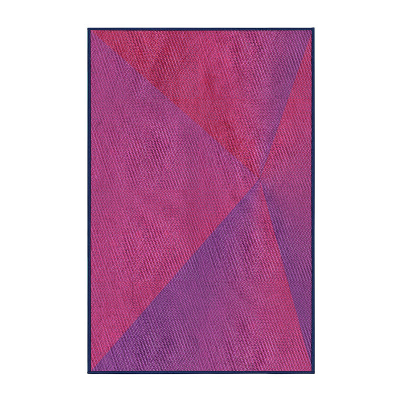 Tapis rouge / mauve en laine Abstract, Rectangle 2 pi x 4 pi
