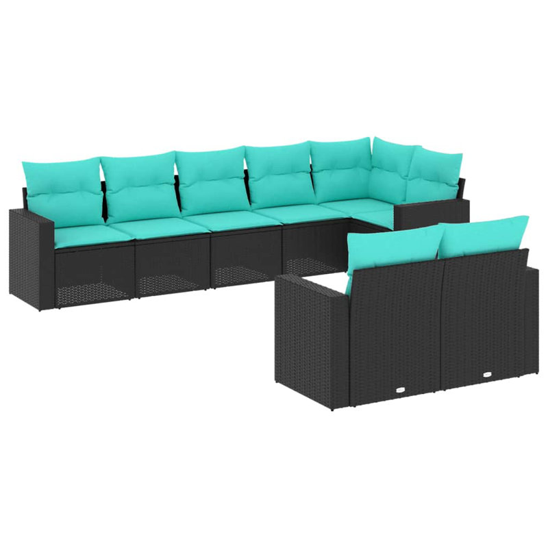  Garden Sofa Set Black, 8